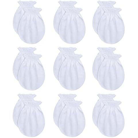 RATIVE Newborn Baby Cotton Gloves Sleep Sleeping No Scratch Mitten Mittens Mitts Set for 0-3 0-6 Months Boy Boys Girl Girls (9 Pairs/white) Cover