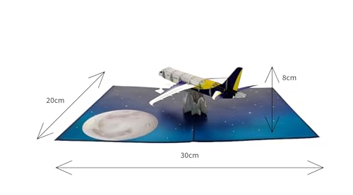 Pop-Up Karte 3D Flugzeug – Handgemachte Klappkarte für Piloten, Flugzeugfans & Reisende – Premium Grußkarte mit Raumschiff-Motiv – Ideal als Geburtstagskarte, Reisegutschein oder Geschenkidee