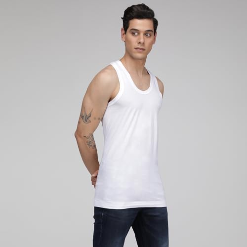 Image of sporto Macho Men's Cotton Solid Vest Pack of 4