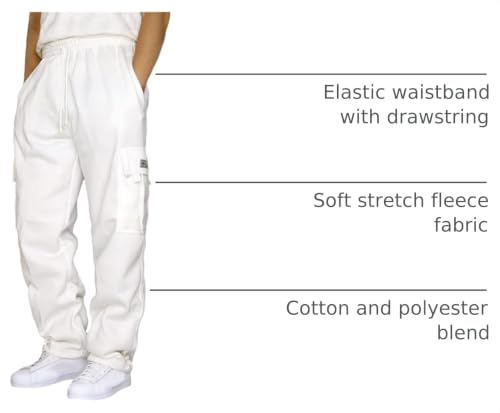 Image of Men's Cargo Sweatpants Casual Fleece Joggers Loose Fit Open Bottom Athletic Pants for Men with Pockets