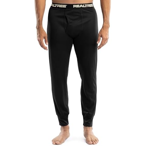 Realtree Men's Polyester Performance Baselayer Thermal Underwear Long Johns Bottom, Pitch Black, X-Large Cover