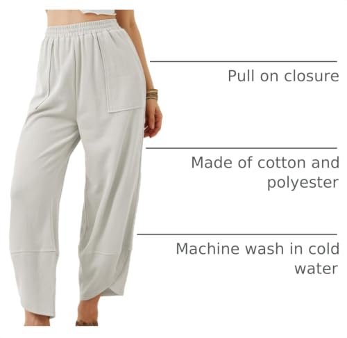 Image of Himosyber Women Cotton Pants Wide Leg Pants Casual Loose Baggy Elastic Waist Beach Palazzo Harem Pants