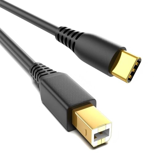 Druckerkabel USB C 1M Midi Cable 2.0 USBC auf USB B Kabel Vergoldet Stecker 1 Meter USBC Printer Cable für iPhone 15 16 17 Macbook Dell HP Canon Scanner Drucker Digital Piano Midi Keyboard