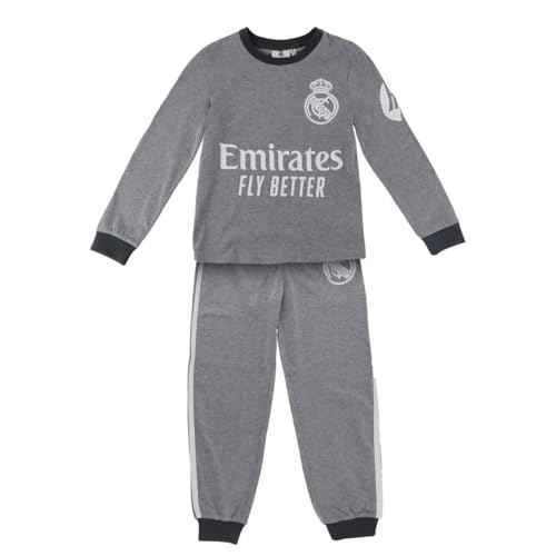 CERDÁ LIFE'S LITTLE MOMENTS Pijama Largo Single Jersey Real Madrid para Niños – Conjunto Oficial de Dormir Infantil Juego, Gray, 10 años (2 Piezas)