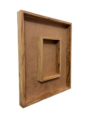 Image of Varmala Preservation Frame with Photo Compartment | Wedding Garland Keepsake Frame | Leakproof Resin Art Display | Premium Quality Gift for Couples & Anniversary (Rectangle, Teakwood, 15x12 Inch)