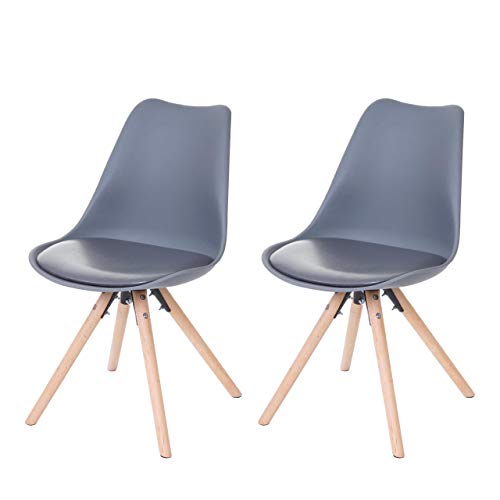Mendler 2X Chaise de Salle à Manger Malmö T501 Gris siège Similicuir Gris Pieds clairs