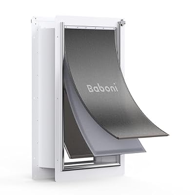 Baboni 3-Flap Pet Door for Wall, Steel Frame and Telescoping Tunnel, Aluminum Lock, Double Flap Dog Door and Cat Door, Strong and Durable (Pets Up to 220 Lb) -X-Large