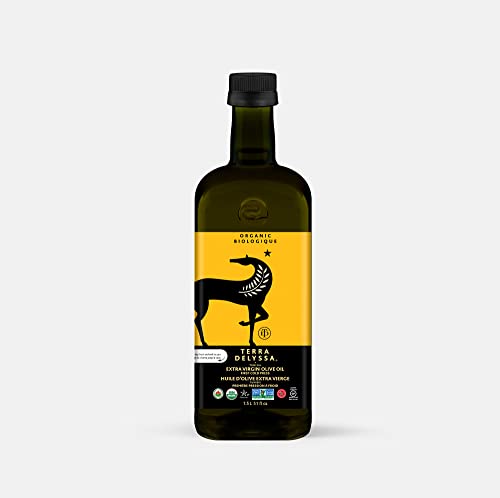 Terra Delyssa First Cold Pressed Organic Extra Virgin Olive Oil, Single Sourced, 1.5L Dark Plastic Bottle (51 fl. oz) - 1 Pack, Certified Kosher. Non-GMO, Naturally Rich in Antioxidants and Polyphenols