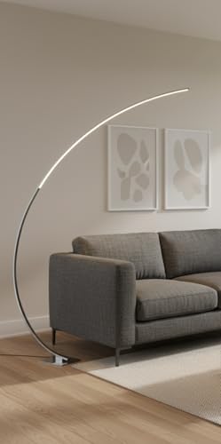 MeLiTec LED Stehleuchte ST26-1 - Nickel-Matt, Dimmbar, Warmweißes...