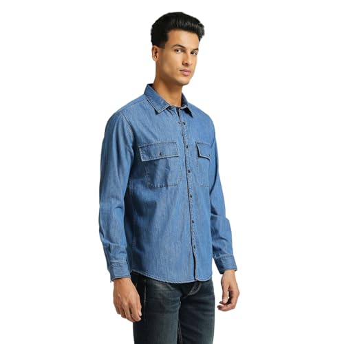 Image of Pepe Jeans Men's Cotton Solid Regular Fit Shirt