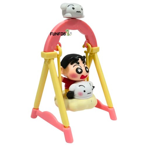 Image of FUNFOB Shinchan Action Figure Height-10cm | Shin chan Figurine Cartoon Figures Toys for Boys & Girls PVC Multicolour | Swing - Holding Shiro