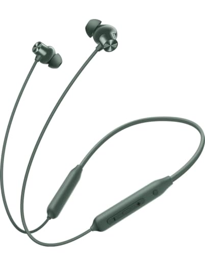 Image of Z2 ANC Bluetooth Neckband Earphones, Green | 12.4mm Bass Drivers, 45dB Active Noise Cancellation, 28H Battery Life, Fast Charging, Lightweight Flexible