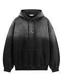 Aelfric Eden Oversized Hoodies For Men Acid Wash Gradient Heavyweight Cotton Plain Hooded Sweatshirt Unisex Streetwear Hoodie Black Large