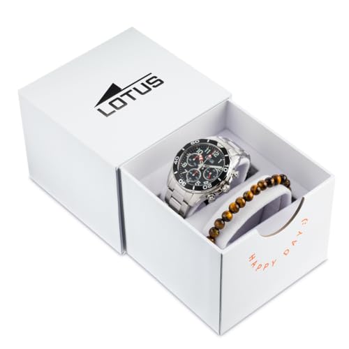 Lotus Analog Kinderuhr für Jungen aus Edelstahl – Quarzwerk – Hochresistentes Mineralglas – Wasserdicht 5 ATM 18858/2 – Mit Geschenkarmband – Junior Collection