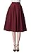 Urban CoCo Women's Knee Length A Line Midi Skirt Casual Work Elastic High Waisted Skirts with Pockets Wine Red