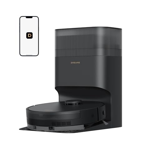 dreame D20 Plus Robot Vacuum and Mop, 13,000Pa Suction, Self-Emptying with 5L Dust Bag, DuoBrush for Pet Hair, LDS Mapping, App & Voice Control, Ideal for Hard Floors & Carpets (Black)