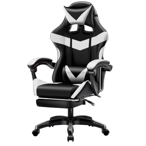 Migliori sedie gaming economiche BAKAJI Sedia Gaming Poltrona da Ufficio Direzionale Ruote Girevole Sportiva Racer Direzionale Office Racing Presidenziale Casa Studio Sedia Da Scrivania Altezza Regolabile (Nero e Bianco)