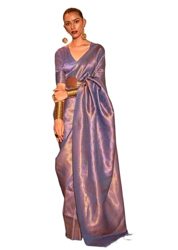 Sari traditionnel bicolore en tissage main pour femme modèle unique 15682