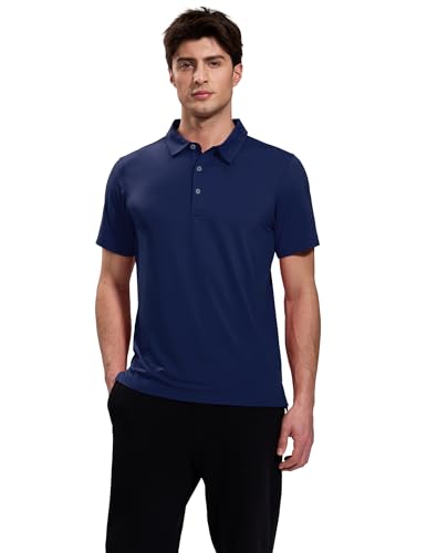 Image of MIER Polo Shirts for Men Short Sleeve Dry Fit Performance Golf Tennis Active Collared Shirts, UPF 50+ Sun Protection