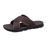Pantoletten Herren Bequeme Leder Sandalen Mode rutschfeste Hausschuhe Arch Support Sommer Outdoor Badelatschen Offen Flach Pantoletten Sommer Weit Strandsandalen Orthopädische
