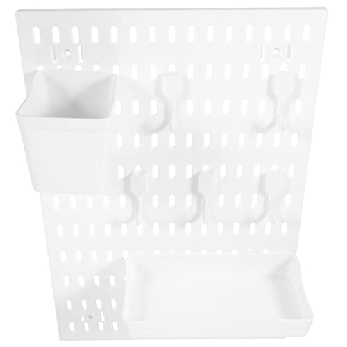 NIYANGLE 1 Jeu Panneau Perforé Gobelets Perforés Kit De Combinaisons De Panneaux Perforés Étagère De Rangement Doutils Panneaux Muraux Bureau Boîte De Rangement Plastique Tenture Blanche