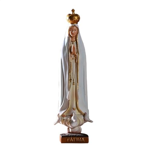 Figura de resina - Estatua de la Santísima Virgen María Fátima, estatua pintada a mano de nuestros seres queridos de Fátima | Figura Virgen María para el hogar, mesa, decoración religiosa, Nuestro