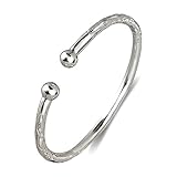 Better Jewelry Ball Solid .925 Sterling Silver Thick West Indian Bangle, 1 piece