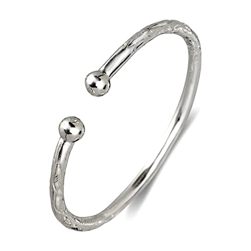Better Jewelry Ball Solid .925 Sterling Silver Thick West Indian Bangle, 1 piece