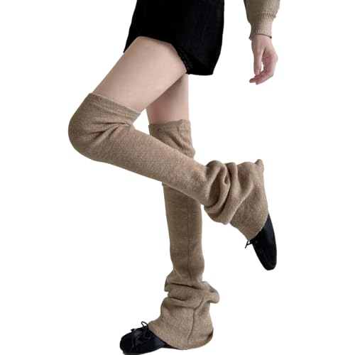 heyheyshine Women's Knit Leg Warmers Y2K Kawaii Cute Bottom Flare Leg Warmers Above The Knee Harajuku Leg Cover Accessories