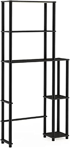 Furinno Turn-N-Tube Over The Toilet Storage, 5 Shelves Bathroom Organizer Space Saver Rack, Espresso/Black