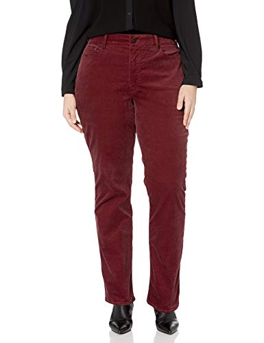 NYDJ Women's Plus Size Marilyn Straight Leg Velvet Jeans, Grenache, 16W