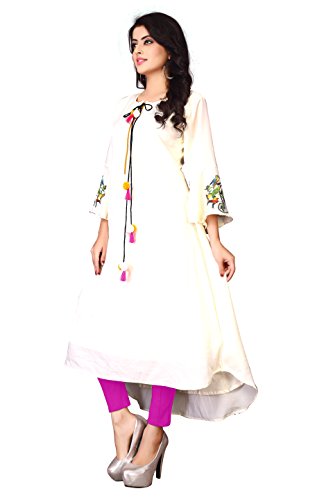 Image of OM SAI LATEST CREATION Women's Crepe Cotton Stitched 3 /4 Sleeves Printed Anarkali Kurti