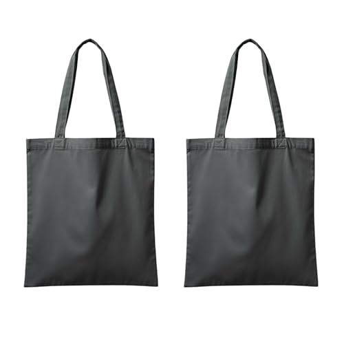 POLHIM® Robuster Stoffbeutel Grau 220g/m² (2 Stück) - Schwere Baumwolltasche mit langen Henkeln - Extra Stabile Graue Einkaufstasche im 2er Pack, 38x42 cm