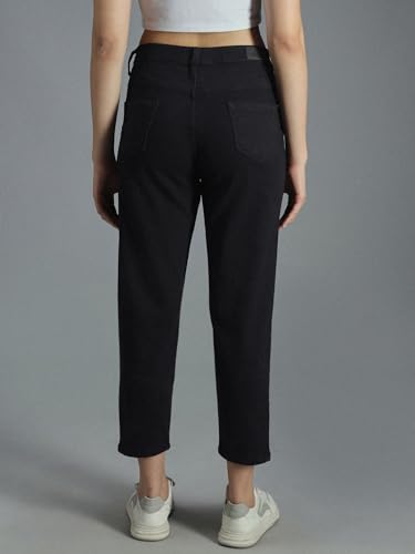 Image of HIGH Star Women Black Mom Fit Stretchable Jeans