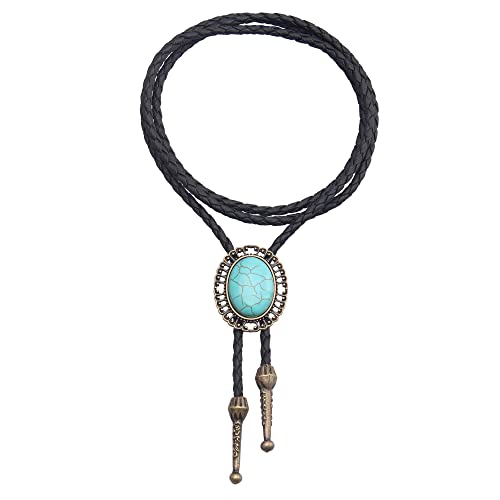 Image of GelConnie Native American Bolo Tie Rodeo Cowboy Leather Necktie Western Necklace Costume Accessories for Men,Women