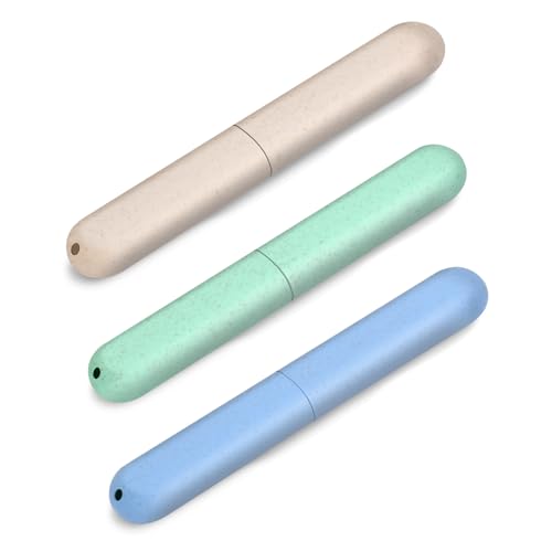 Cozy Inviting 3 Stück Zahnbürsten Etui, Reise Umweltfreundliche Tragbar Zahnbürstenbox, Reise Zahnbürste Schutzhülle Tragbare Zahnbürstenhülle Geeignet Für Reisen, Familie Reiseetui Zahnbürste