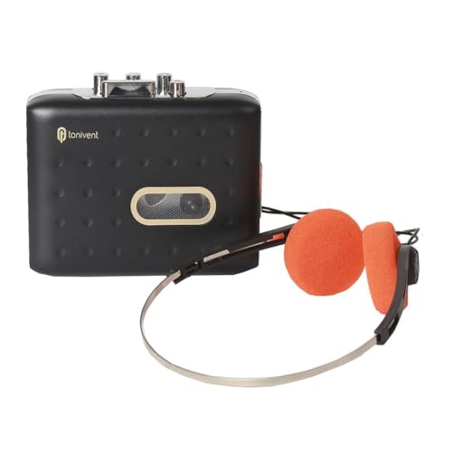 Lecteur cassette USB C portable convertisseur MP3 avec casque noir