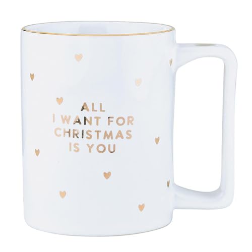 Image of Santa Barbara Design Studio Holiday Ceramic Mug with Gold Foil Detail, 16-Ounces, Want For XMAS