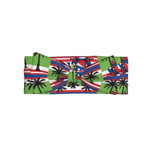 Baby Bow Headband Puerto Rico Flag Frog Palm Trees Pattern Soft, Skin-Friendly for Newborns 0-6 Months, for Baby Girls