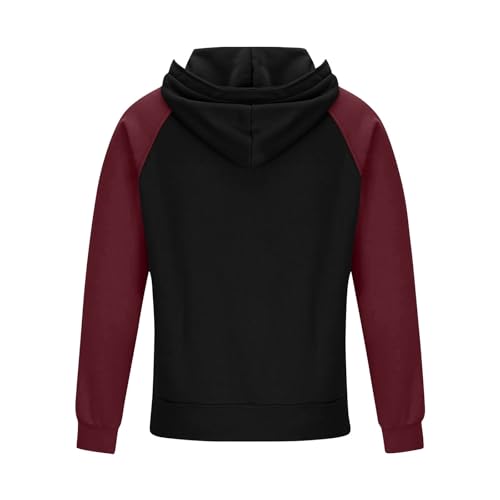 Men's Two-Tone Pullover Hoodie with Front Pockets, Half-Zip, and Adjustable Drawstring Casual Wear2