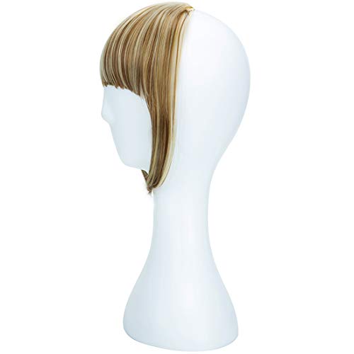 2Pcs Clip In Bangs Hair Extensions Thick Full Neat Bangs Fringe Hair Extension 8" One Piece Clip On Front Bangs Hairpiece Ginger Brown Mix Bleach Blonde #TOP3