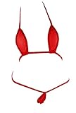 LinvMe Women's Extreme Sheer Mesh Micro Bikini Thong String Swimsuit One Size Red