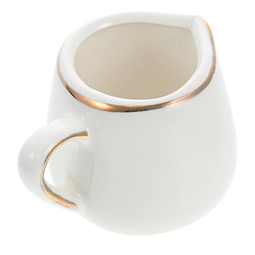 MOLUCKFU Ceramic Cream Pitcher Milk Creamer Pitcher with Handle and Spoon for Home Shop Restaurant Hotel