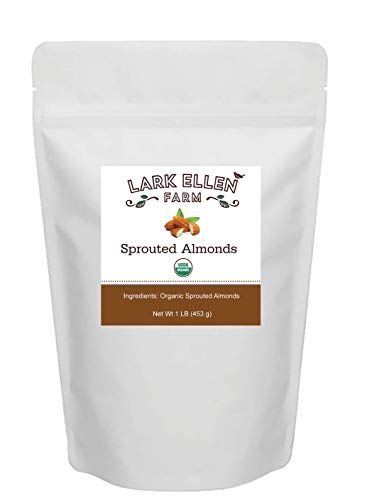 PREMIUM Organic Sprouted Almonds, Certified USDA Organic & Steam Pasteurized raw California nuts. Air-dried and excellent for low carb snacking. (1 Pound)