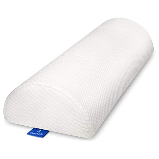 Back Pain Relief Memory Foam Pillow - Half Moon Bolster Knee Pillow for Side, Back, Stomach Sleepers - Semi Roll Round Lumbar Leg Wedge - Reduce Neck Spine Back Hip Ankle Stress - Organic Cotton Cover
