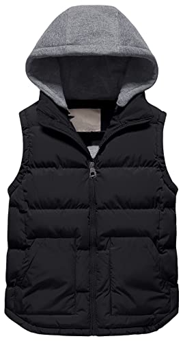 Pursky Girl's and Boy's Warm Puffer Vest Coat Water Resistant Sleeveless Jacket With Detachable Hood for 6-14Y