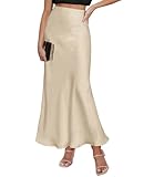 Amy Babe Spring skirts for women 2024 Satin Skirt High Waist Long Cocktail Party Champagne Skirt Small