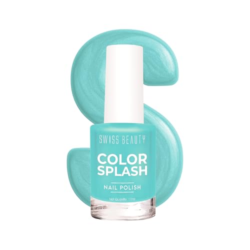 Image of Swiss Beauty Color Splash Nail Polish - Long-Lasting, Glossy - 11 ML, Electric Aqua