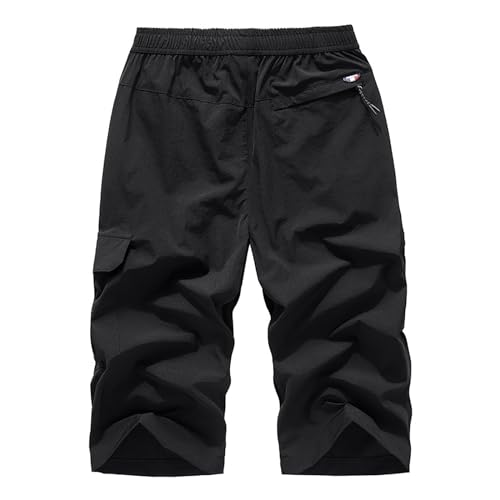 DUOLUVA Cargo Hose Männer Outdoor Wanderhose Herren Arbeitshose Dreiviertel 3/4 Hose Schwarz XL