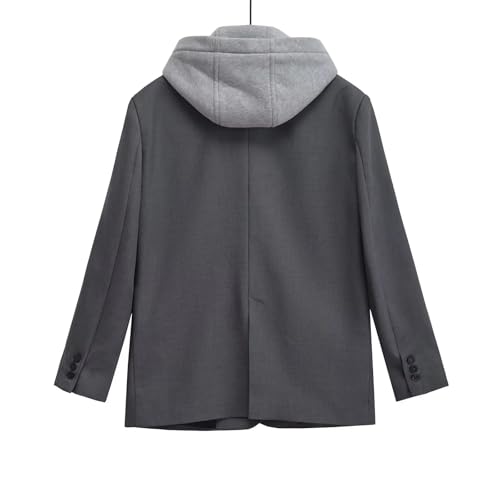 Women's Blazer Casual Single-Breasted Hooded Fake Two-Piece Spliced ​​Commuter Street Blazer2